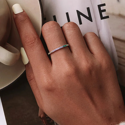 Multicolor Sapphire Rainbow Gemstone Eternity Ring