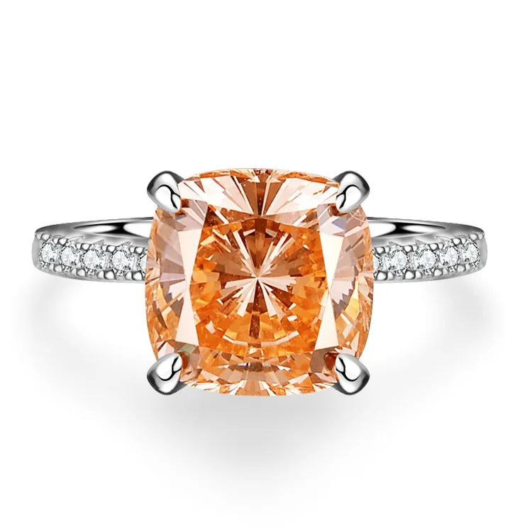 Cushion Cut Colored Gemstone Ring | Champagne, Blue & Green