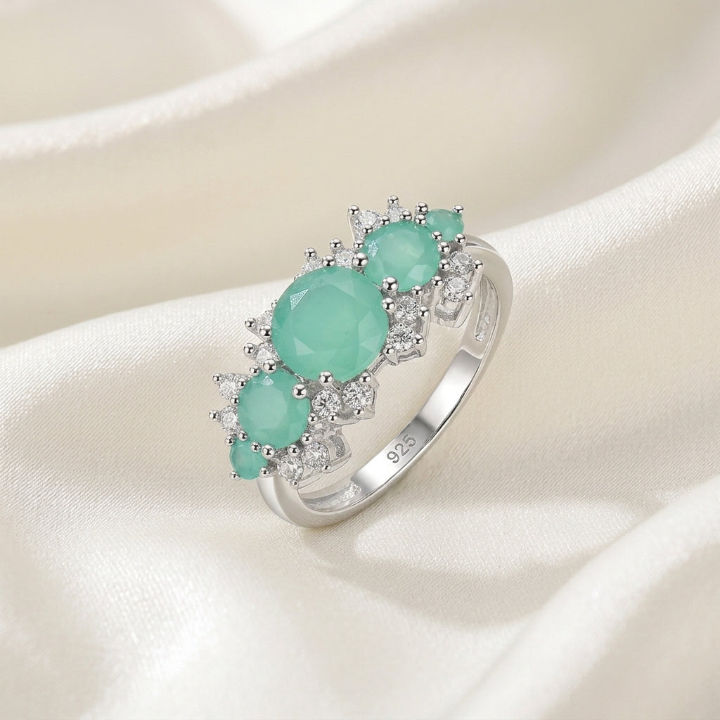 Emerald May Birthstone Ring in 925 Sterling Silver