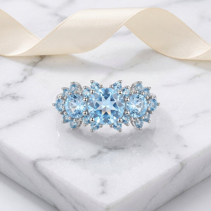 Blue Sapphire September Birthstone Ring in 925 Sterling Silver