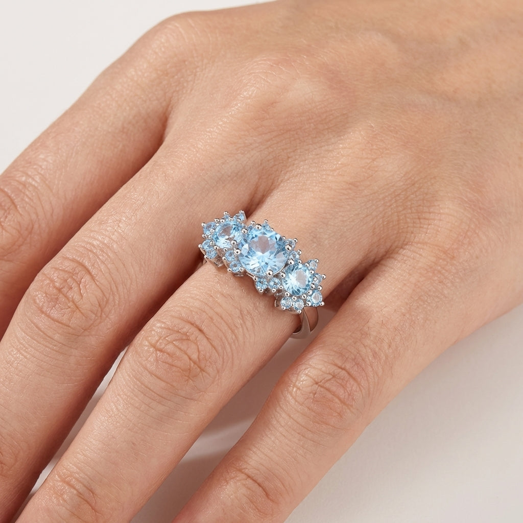 Blue Sapphire September Birthstone Ring in 925 Sterling Silver