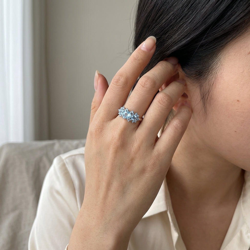 Blue Sapphire September Birthstone Ring in 925 Sterling Silver