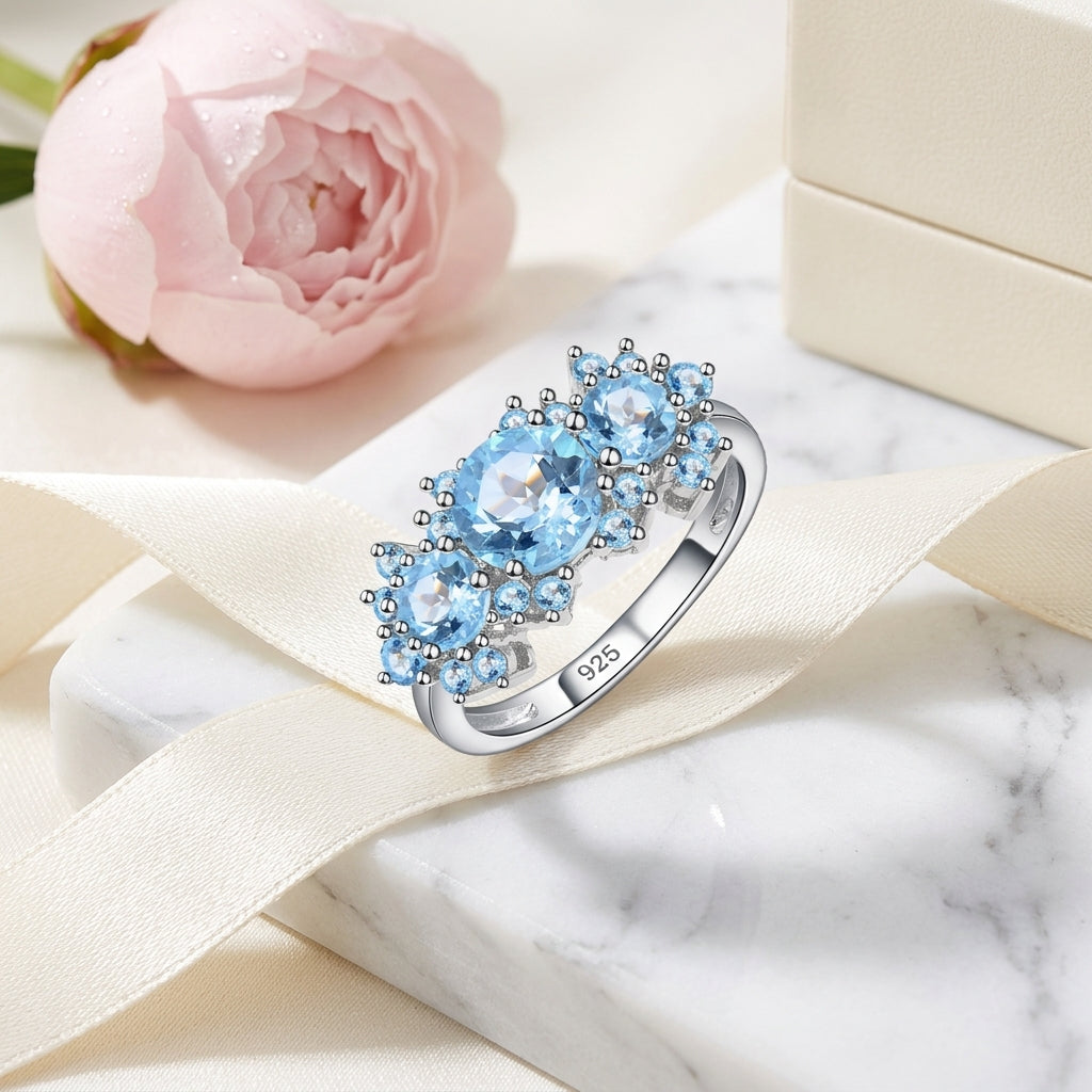 Blue Sapphire September Birthstone Ring in 925 Sterling Silver