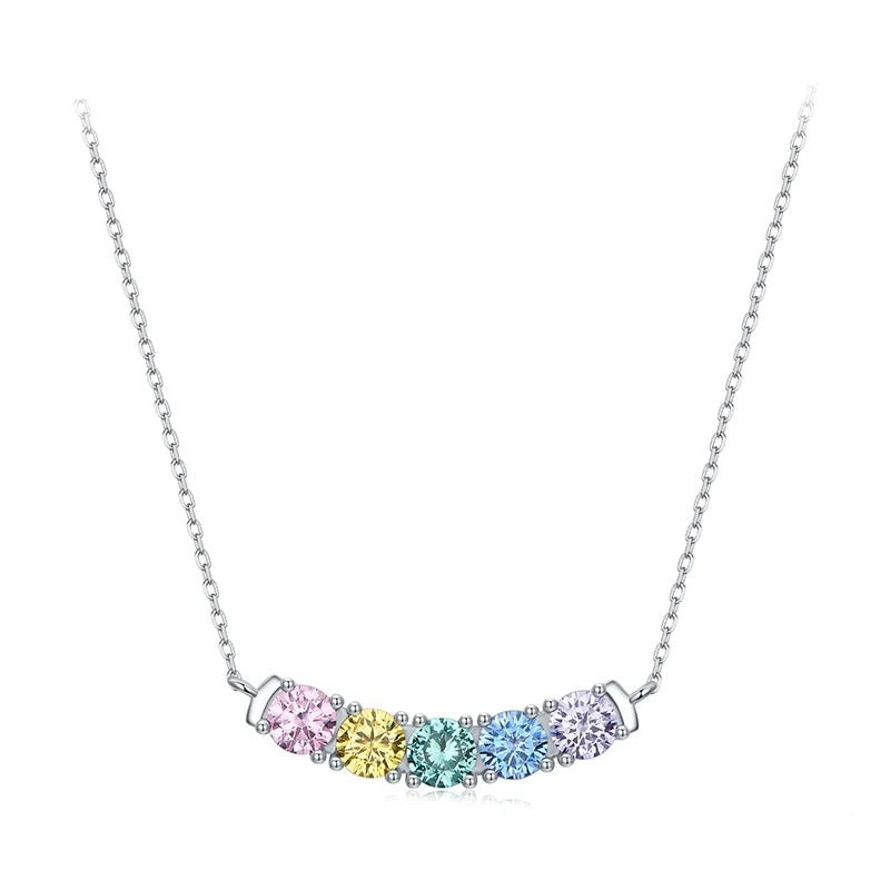 Personalized Birthstone Rainbow Smile Necklace