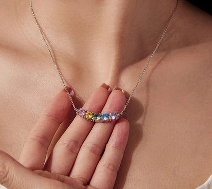 Personalized Birthstone Rainbow Smile Necklace