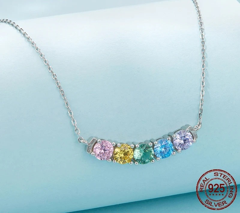 Personalized Birthstone Rainbow Smile Necklace