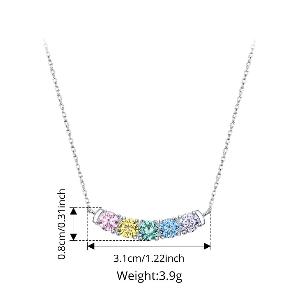 Personalized Birthstone Rainbow Smile Necklace