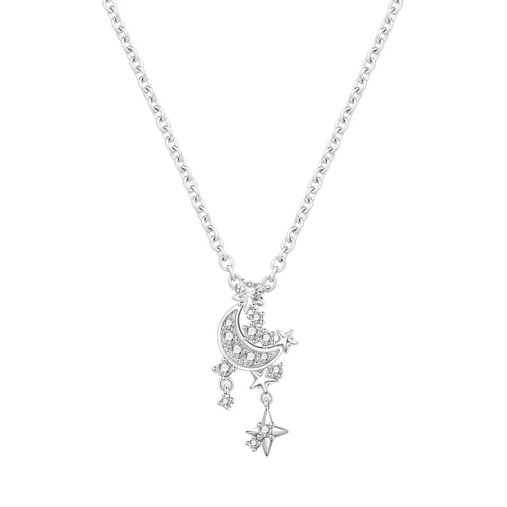 Celestial Moon & Star Necklace in 925 Sterling Silver