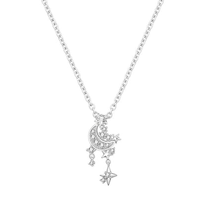Celestial Moon & Star Necklace in 925 Sterling Silver