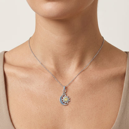 Celestial Sun & Moon Drop Pendant Necklace