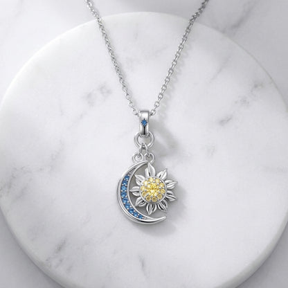 Celestial Sun & Moon Drop Pendant Necklace