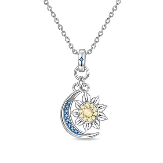 Celestial Sun & Moon Drop Pendant Necklace