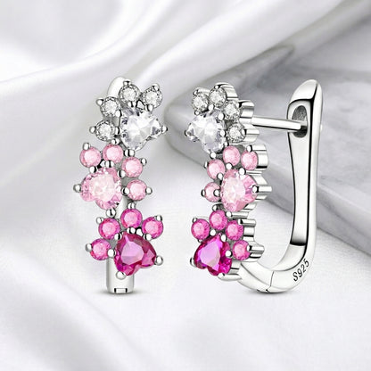 Pink Lab-Grown Diamond Dog Paw Hoop Earrings in 925 Sterling Silver – Cute Paw Print Huggies