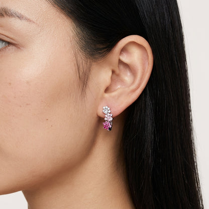 Pink Lab-Grown Diamond Dog Paw Hoop Earrings in 925 Sterling Silver – Cute Paw Print Huggies