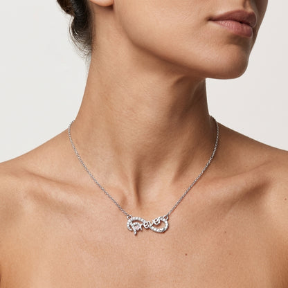 Infinity Forever Necklace with Pink Lab Diamond & Moissanite in 925 Sterling Silver