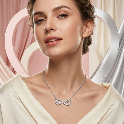 Infinity Forever Necklace with Pink Lab Diamond & Moissanite in 925 Sterling Silver