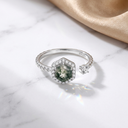 Natural Agate Open Ring