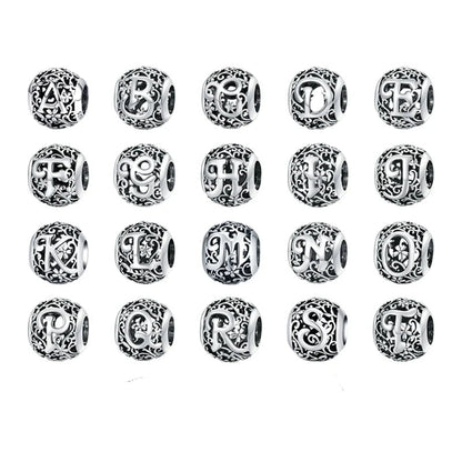 silver letter beads