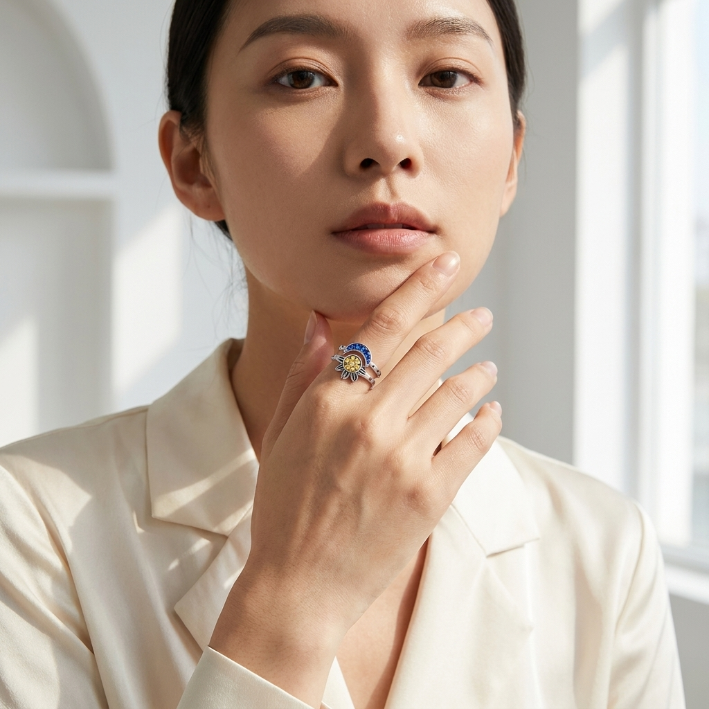 Sun Moon Rings Set of 2 Matching Celestial Rings