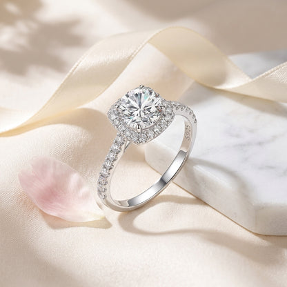 Eternal Halo 1 Ct Moissanite Ring in 925 Sterling Silver