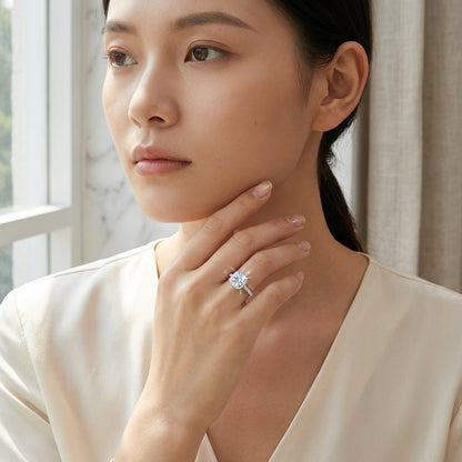 Eternal Halo 1 Ct Moissanite Ring in 925 Sterling Silver