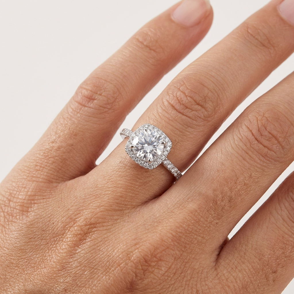 Eternal Halo 1 Ct Moissanite Ring in 925 Sterling Silver