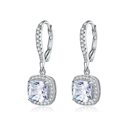 1 Carat Cushion Cut Moissanite Drop Earrings in 925 Sterling Silver