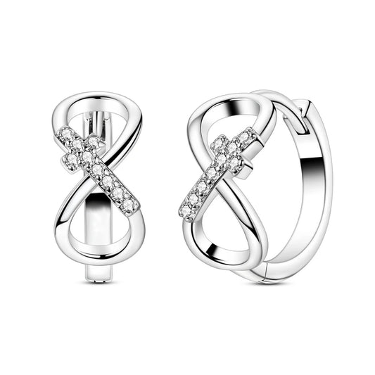 Infinity Cross Hoop Earrings in 925 Sterling Silver