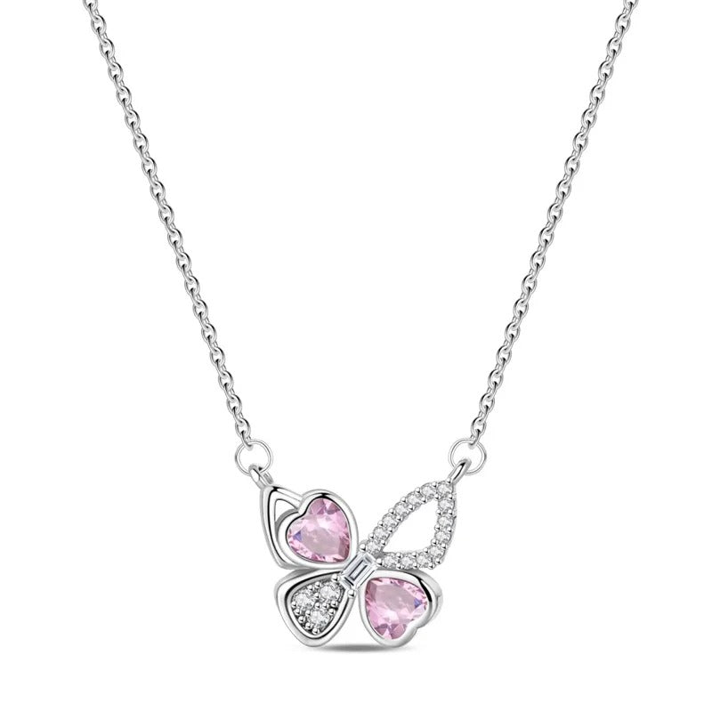 Lab Grown Pink Diamond Butterfly Necklace