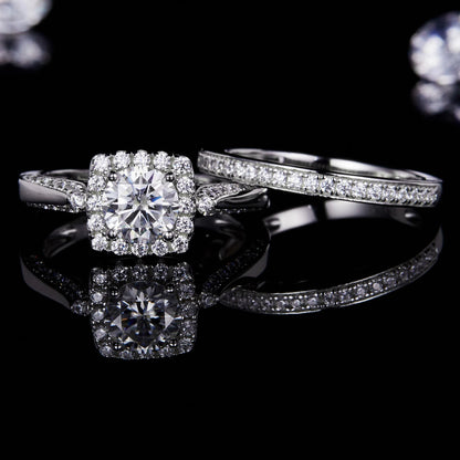 Cushion Halo Bridal Ring Set